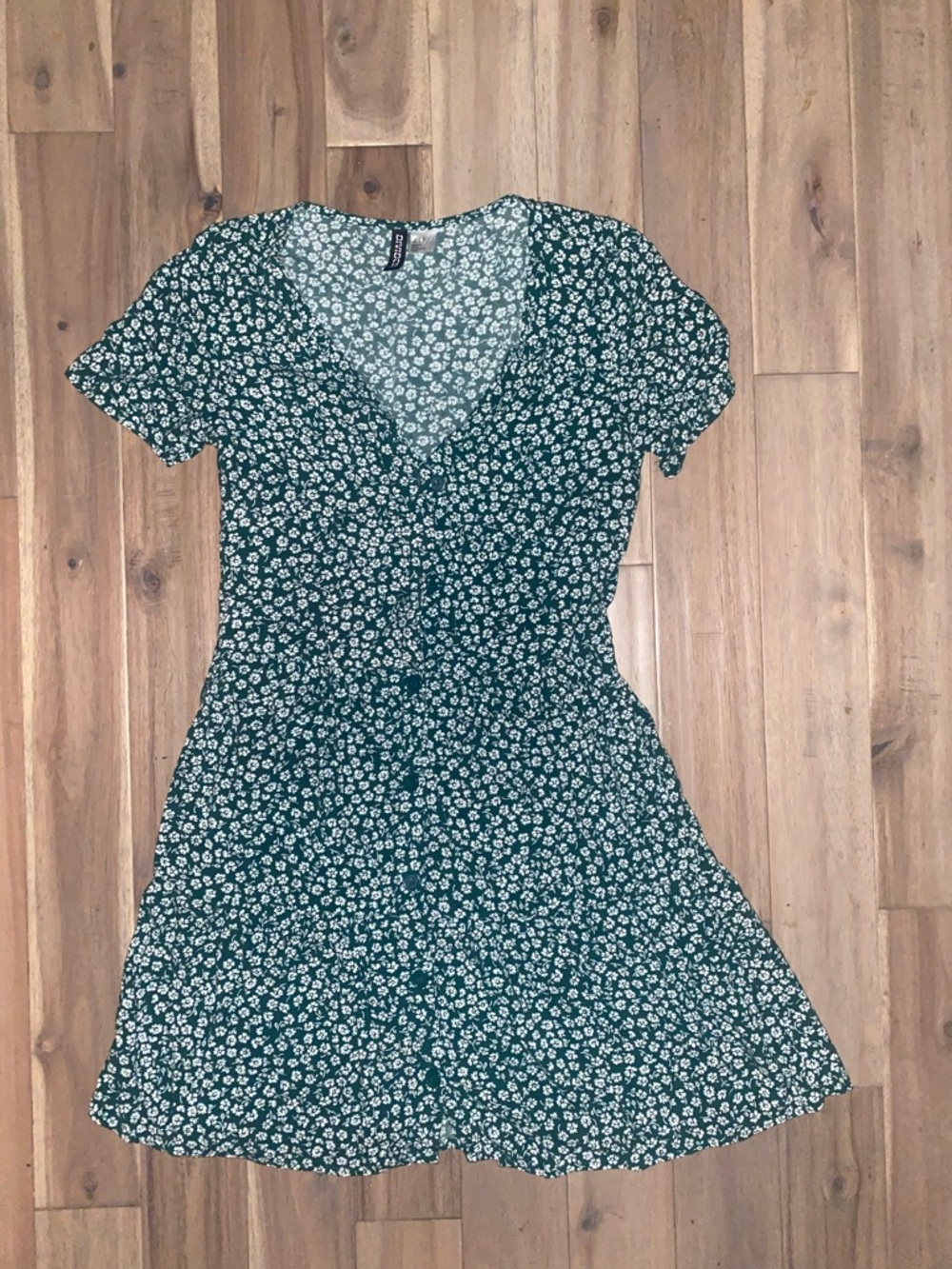 Divided Green Floral Button-Down Mini Dress